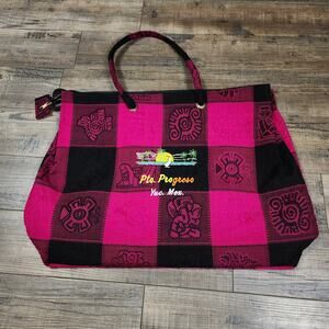 Tourist tote bag Souvenir from Progreso hot pink and black